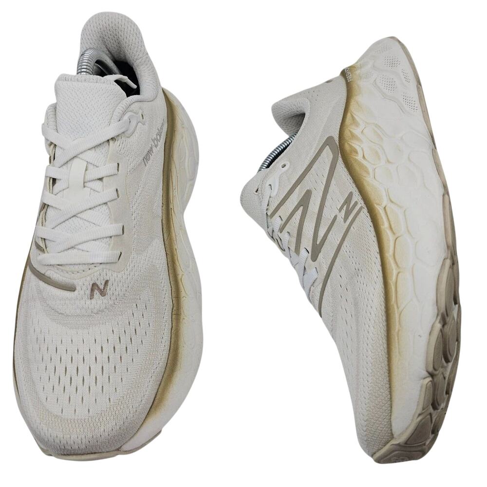 New Balance Fresh Foam X More v4 Womens 10.5 B White Gold Running Shoes Sneakers - Picture 3 of 12